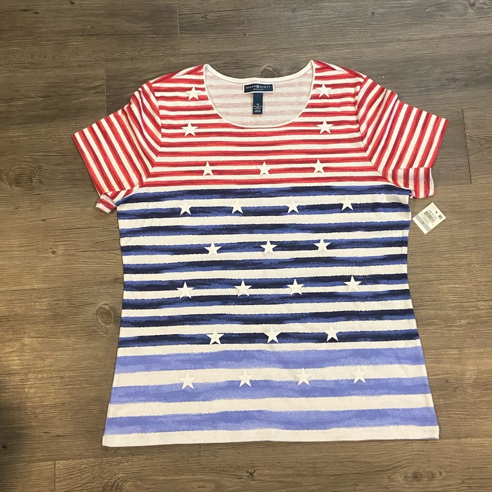 [Karen Scott] Stars and Stripes NWT Tee
